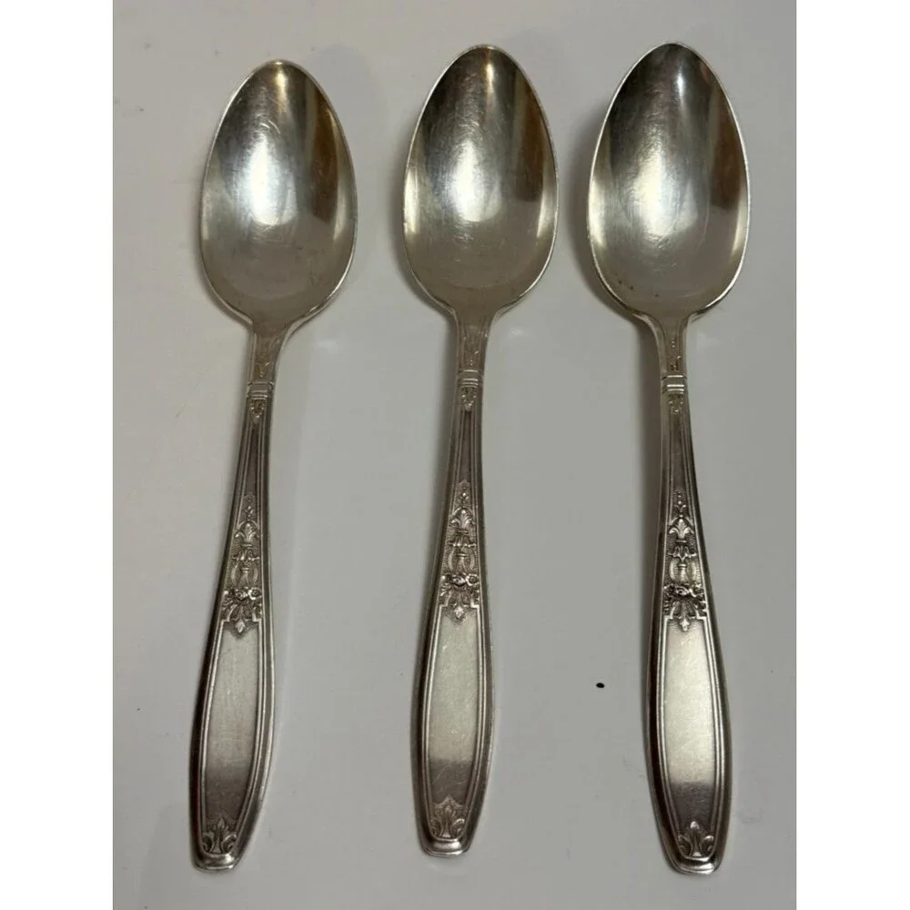 Lot 3 1847 Rogers Bros Silver Plated Serving Spoons Victorian‎ Vintage Flatware